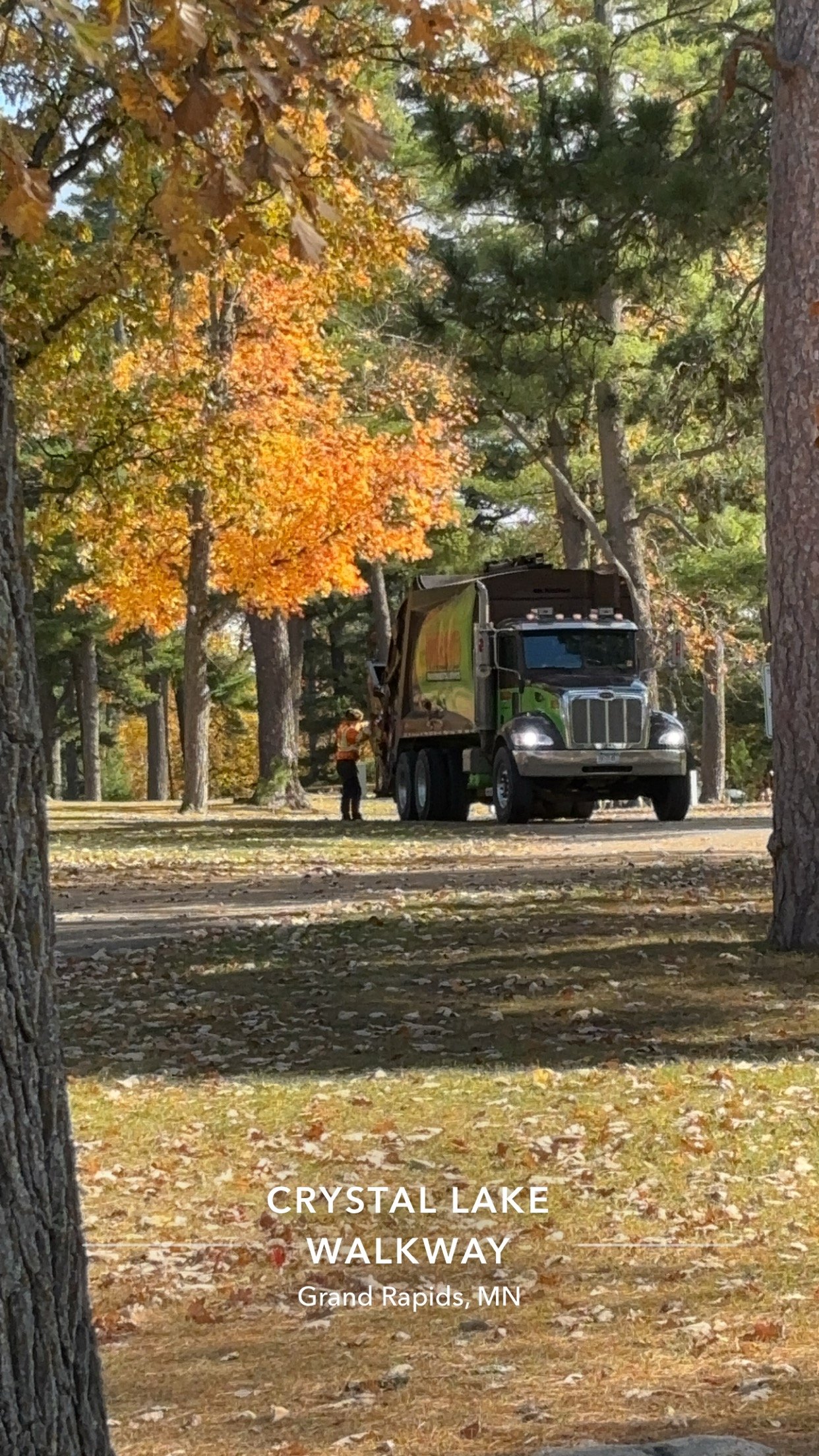 Walter's truck on a fall route at Crystal Lake, Grand Rapids